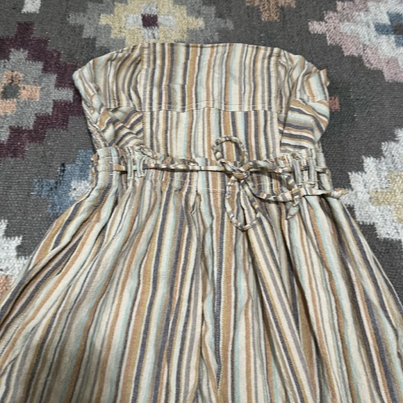 Free People striped strapless wide leg jumper with cute string belt - Picture 7 of 13